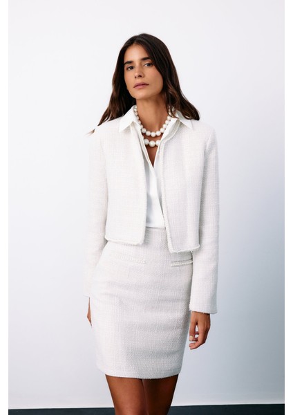 Aksesuar Detaylı Tüvit Ceket - Taş