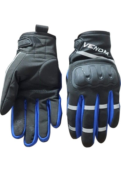 9010 Softshell Korumalı Motosiklet Eldiveni (Mavi)