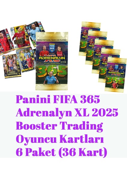 Fifa 365 Adrenalynxl 2025 Booster Trading Card 5'li Paket Seti (5 Pakette 30 Kart)