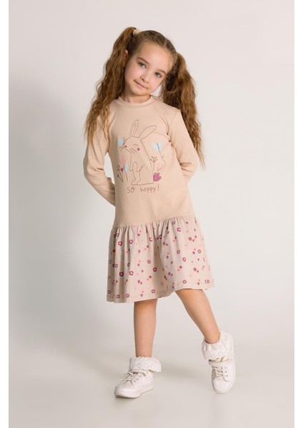 Kız Çocuk Kaşkorse Çiçekli Elbise