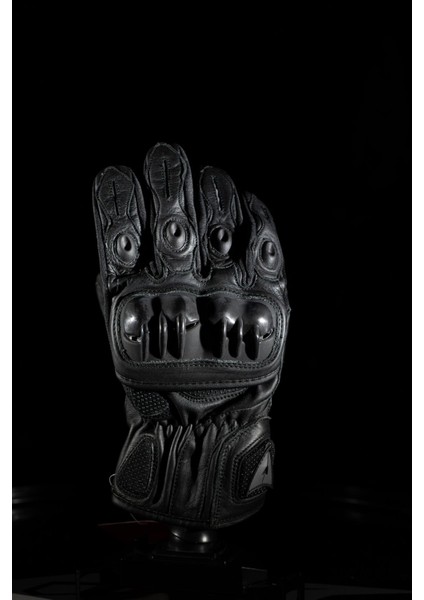 Vn-9021 Korumalı Deri Motosiklet Eldiveni Siyah