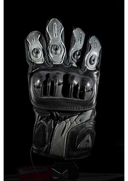 Vn-9021 Korumalı Deri Motosiklet Eldiveni Gri