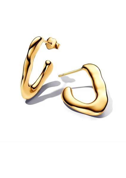 Gold Renk Gümüş Doğal V Şekilli Açık Halka Küpeler modelleri