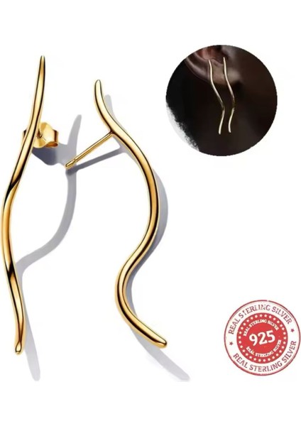Gümüş Doğal Tel Çivi Küpeler Gold Renk 925 Ayar fiyatları