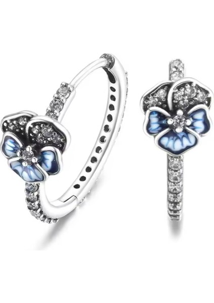 Mavi Kelebek Zirkon Taşlı Küpeler