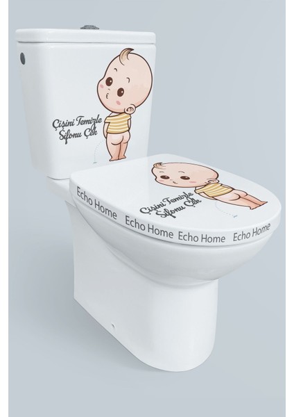 Klozet Sticker Çişini Temizle Sifonu Çek Temalı Banyo Tuvalet Sticker