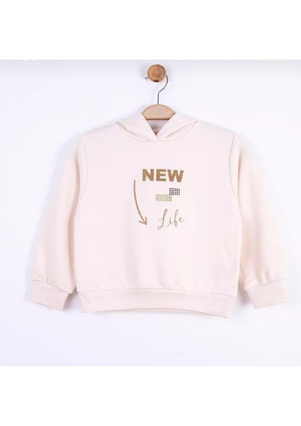 Kız Çocuk Baskılı Kapüşonlu Sweatshirt 35506