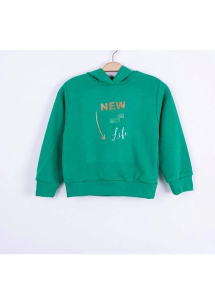 Kız Çocuk Baskılı Kapüşonlu Sweatshirt 35506