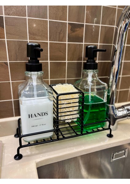 2’li Paslanmaz Metal Standlı Cam Sıvı Sabun ve Losyon Şişesi Sabunluk 500 ml Krem Sticker Hediyeli modelleri