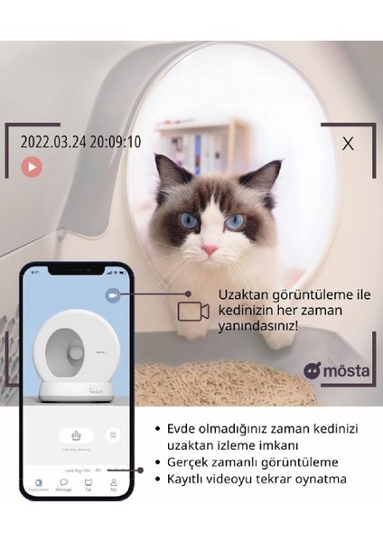 Ucat C10 Pro Kameralı Akıllı Otomatik Kedi Tuvaleti