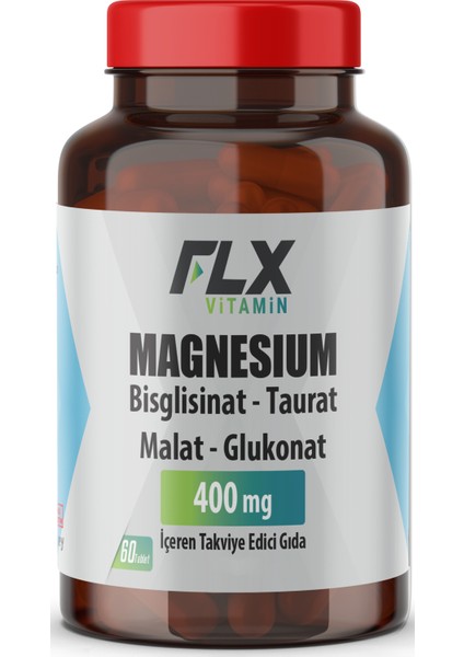 Magnezyum Bisglisinat Malat Taurat Glukonat 60 Tablet