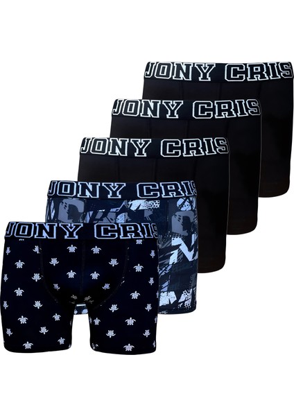 Jony Cris Penye Erkek Boxer 5’li Paket Desenli Erkek İç Çamaşır Erkek Baksır Pamuklu Rahat Ve Esnek Külot Don şort