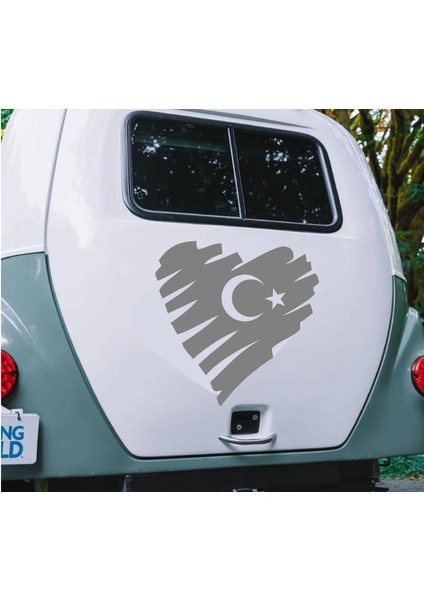 Kalp Şeklinde Türk Bayrağı Sticker Araba Oto Motosiklet Karavan Sticker 00202 indirimleri