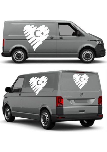 Kalp Şeklinde Türk Bayrağı Sticker Araba Oto Motosiklet Karavan Sticker 00202