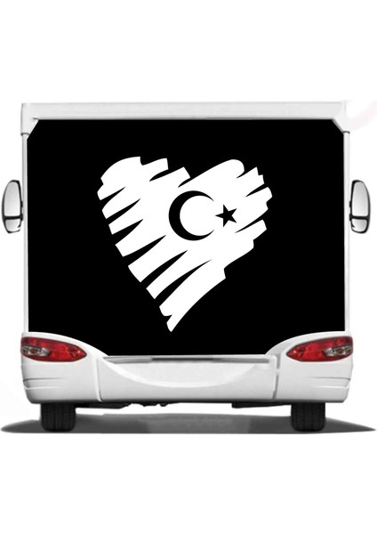 Kalp Şeklinde Türk Bayrağı Sticker Araba Oto Motosiklet Karavan Sticker 00202