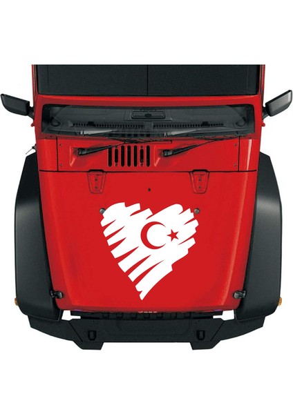 Kalp Şeklinde Türk Bayrağı Sticker Araba Oto Motosiklet Karavan Sticker 00202