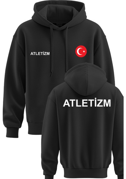 Atletizm Baskılı Kapşonlu 3 Ip Kışlık Türkiye Sweatshirt Atletizm Hoodie