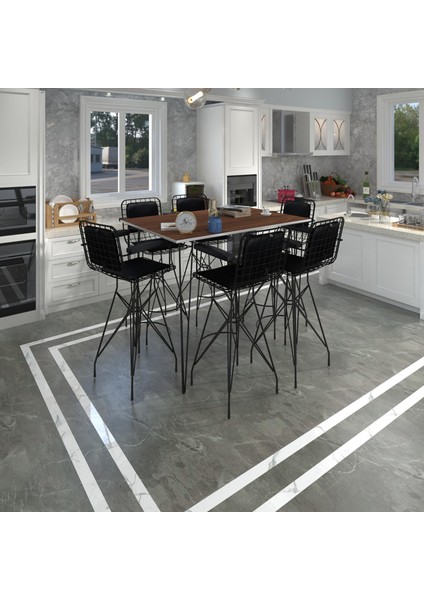 Knsz Masa Sandalye Takımı HEM105ZENGIN Cvzsyh 130*090 6 Sandalye Syhsyh Kolçaklı Sırt Minderli fırsatları