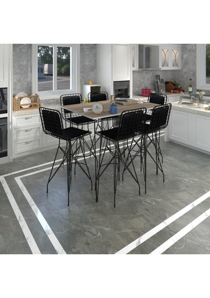 Knsz Masa Sandalye Takımı HEM105ZENGIN Crdsyh 130*090 6 Sandalye Syhsyh Sırt Minderli fırsatları