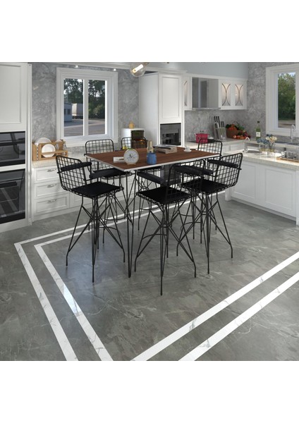 Knsz Masa Sandalye Takımı HEM105ZENGIN Cvzsyh 130*090 6 Sandalye Syhsyh Kolçaklı