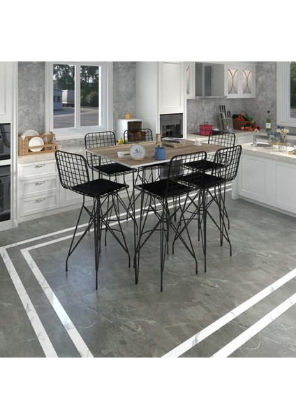 Knsz Masa Sandalye Takımı HEM105ZENGIN Crdsyh 130*090 6 Sandalye Syhsyh