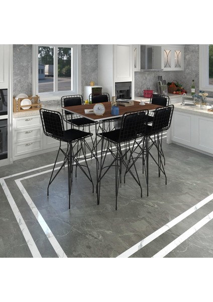 Knsz Masa Sandalye Takımı HEM105ZENGIN Cvzsyh 130*070 6 Sandalye Syhsyh Sırt Minderli