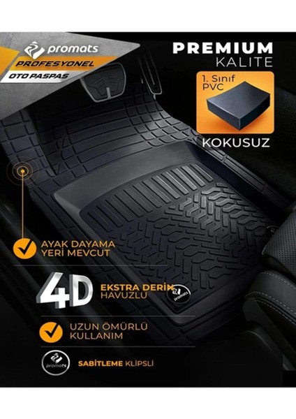 Tekno Trust Range Rover Vogue 2002-2012 Pro Siyah Havuzlu Paspas Seti