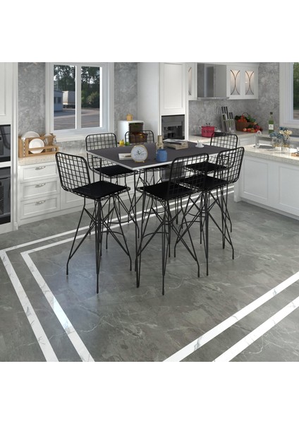 Knsz Masa Sandalye Takımı HEM105ZENGIN Grisyh 130*070 6 Sandalye Syhsyh modelleri