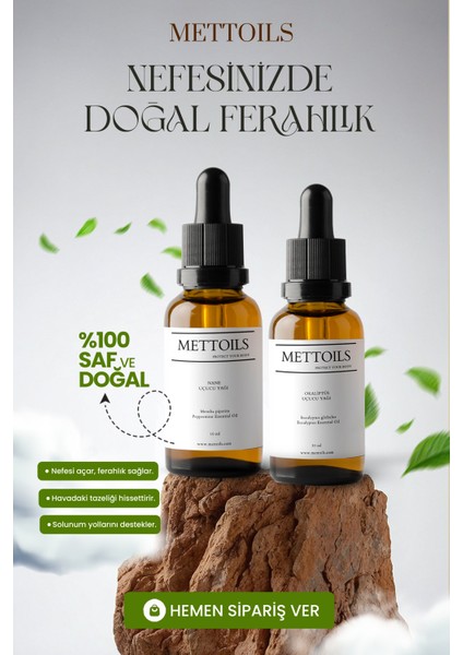 Nefes ve Burun Tıkanıklığı Için Açıcı Saf & Doğal Nane ve Okaliptüs Uçucu Yağ Seti fırsatları