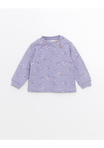 Lcw Baby Baskılı Çiçekli Kız Bebek Hırka ve Pantolon 2'li