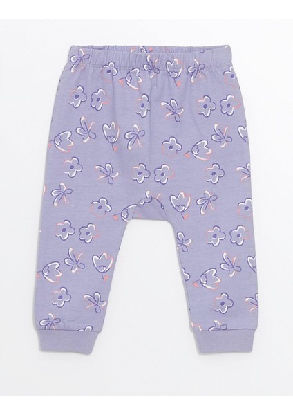 Lcw Baby Baskılı Çiçekli Kız Bebek Hırka ve Pantolon 2'li