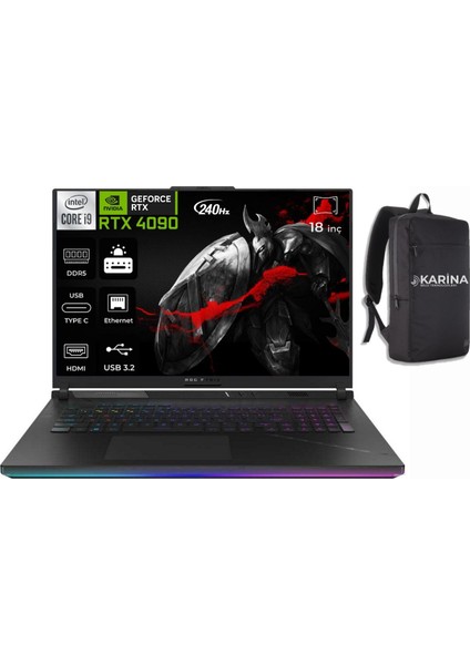 Rog Strıx Scar G18 G834JY-N6041-08 Intel I9-13980HX 48GB Ddr5 2tb+2tb SSD 16GB RTX4090 18" Wqxga 240Hz Freedos