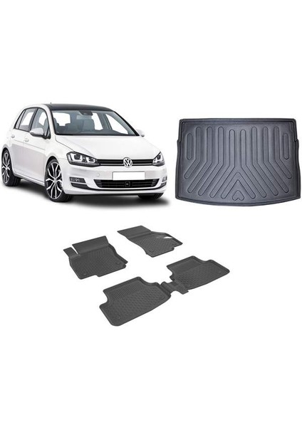 Volkswagen Golf 7-7.5 2013-2020 4.5D Havuzlu Paspas 3D Bagaj Havuzu Set