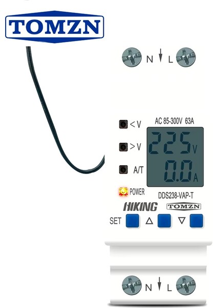 Hiking Sıcaklık Korumalı Voltaj ve Akım Koruma Rölesi 63A Dahili Kontaktör Elektrik Bekçisi
