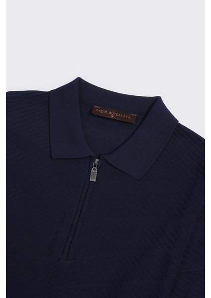 Fermuarlı Polo Yaka Kısa Kol Erkek T-Shirt