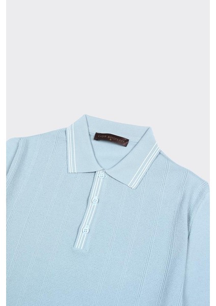 Fermuarlı Polo Yaka Kısa Kol Erkek T-Shirt