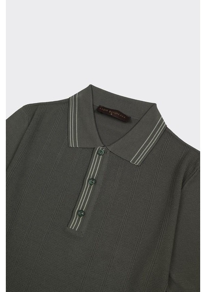 Fermuarlı Polo Yaka Kısa Kol Erkek T-Shirt