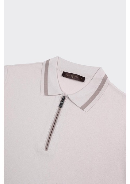 Fermuarlı Polo Yaka Kısa Kol Erkek T-Shirt