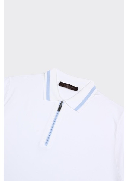 Fermuarlı Polo Yaka Kısa Kol Erkek T-Shirt