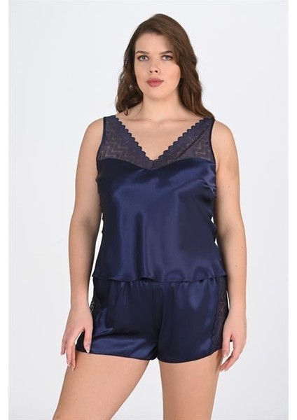 Aria's Closet Büyük Beden Lacivert Şort Takımı