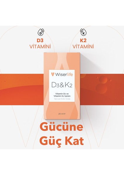 D3&K2 Vitamin D3 ve Vitamin K2 İçeren Takviye Edici Gıda 20 ml