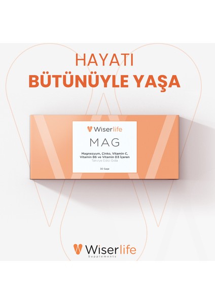 MAG Magnezyum, Çinko, Vitamin C, Vitamin B6 ve Vitamin D3 İçeren Takviye 30 Saşe