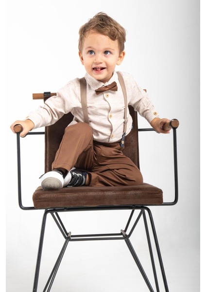 Erkek Bebek&çocuk Takım Elbise Papyon ve Salopetli 4'lü Set