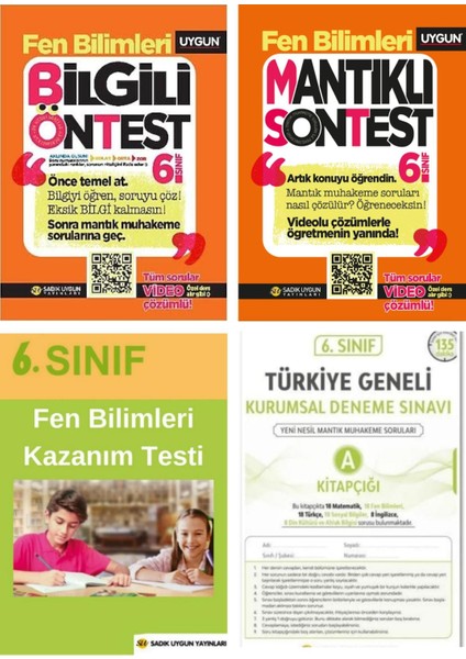 6. Sınıf Fen Bilimleri Bilgili Öntest - Mantıklı Son Test - Tarama Testi - Deneme Sınavı