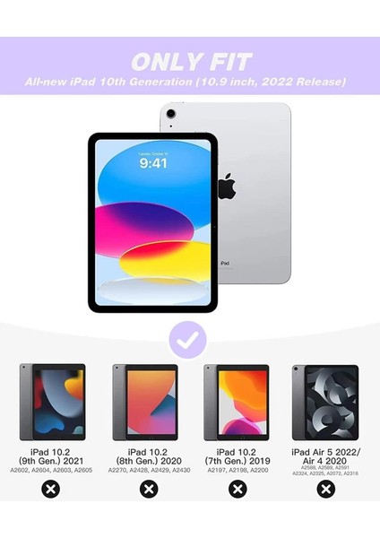 Apple iPad 10. Nesil 10.9 2022 Kılıf Kalem Bölmeli Smart Case A2696 A2757 A2777