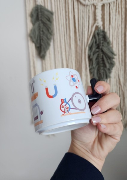 Öğretmenler Için Renkli Fizik Temalı Best Teacher Ever Yazılı Porselen T Kupa Bardak Latte Fincanı modelleri