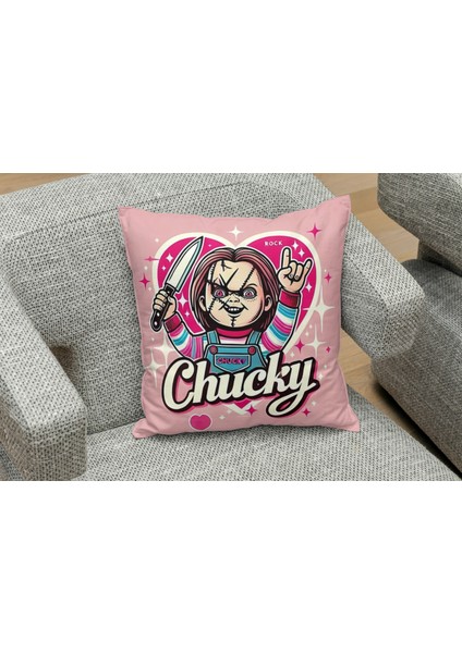 Chucky Desenlı Kare Yastık Kılıfı