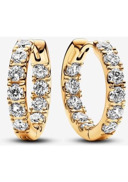 Işıltılı Tamtur Halka Gold Küpe
