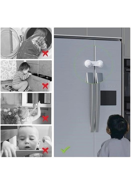 Bebek Çocuk Güvenliği Çekmece ve Dolap Için Kendiliğinde Yapışkanlı Vidasız Kapak Kilidi modelleri