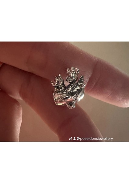 Disney Mickey ve Minnie Mouse Uçak Charm 925 Ayar Gümüş